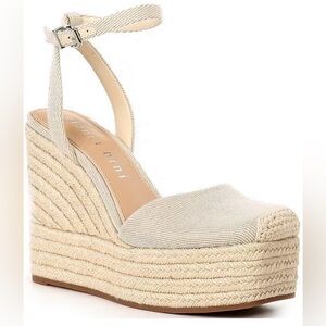 Gianni Bini Scottie Raffia Jute Platform Espadrille Wedges NWOB